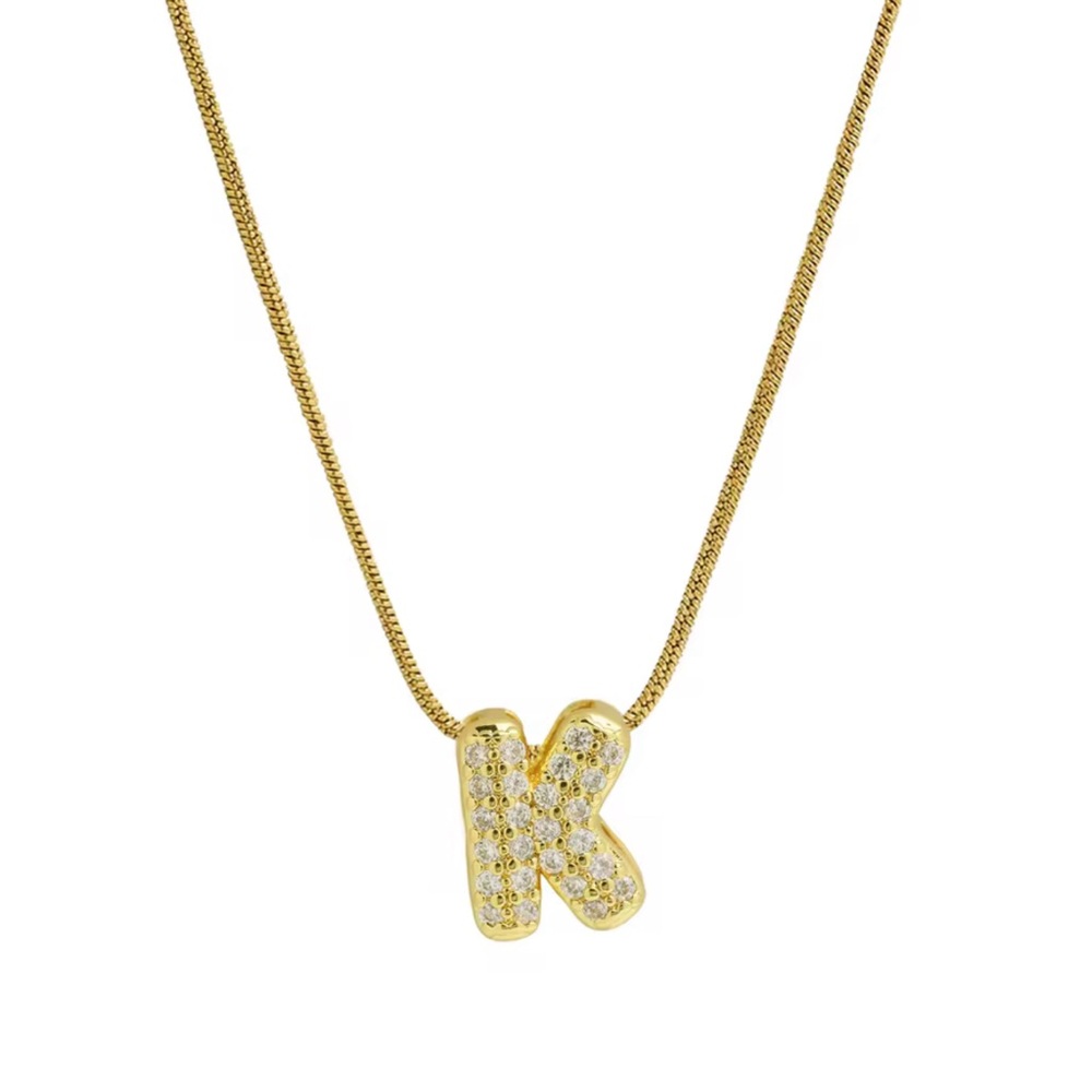 Balloon Zircon Letter K Initial Necklace